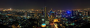 aerial view of city building during night time, bangkok