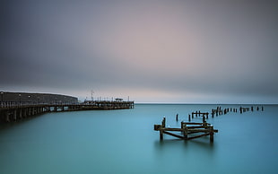 calm water, nature, landscape, old, pier