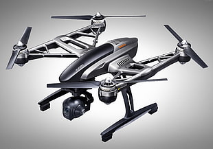 gray and black quadcopter drone HD wallpaper