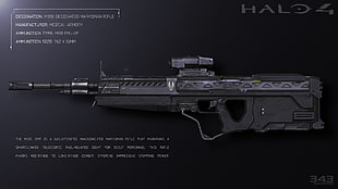 gray rifle with scope, Halo, gun, video games, Halo 4
