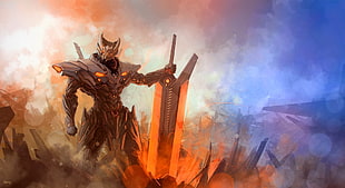 game application wallpaper, fantasy art, warrior, sword, League of Legends