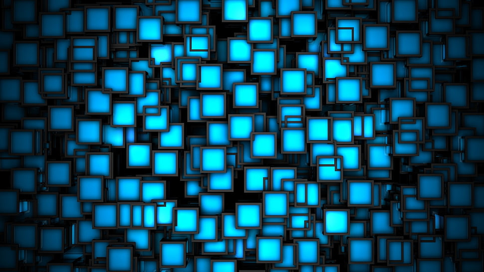 blue and white cube wallpaper HD wallpaper