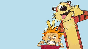 two cartoon character illustrations, Calvin and Hobbes