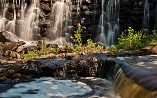 Waterfall,  Foam,  River,  Mountains HD wallpaper