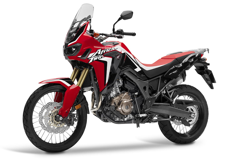 black and red Africa Twin motorcycle with white background HD wallpaper