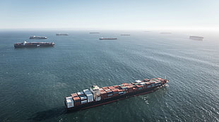 cargo ship, ship, Los Angeles, ports, cargo HD wallpaper