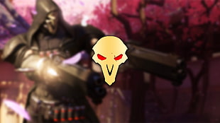 skull illustration, video games, Overwatch, Reaper (Overwatch) HD wallpaper