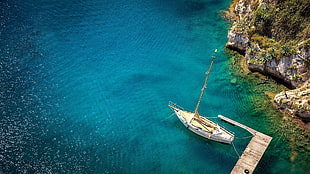 white boat, landscape, sea, tropical HD wallpaper