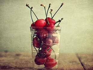 red and black glass vase, fruit, cherries (food) HD wallpaper
