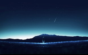 mountain during nighttime digital wallpaper