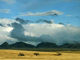 black mountains under cloudy sky