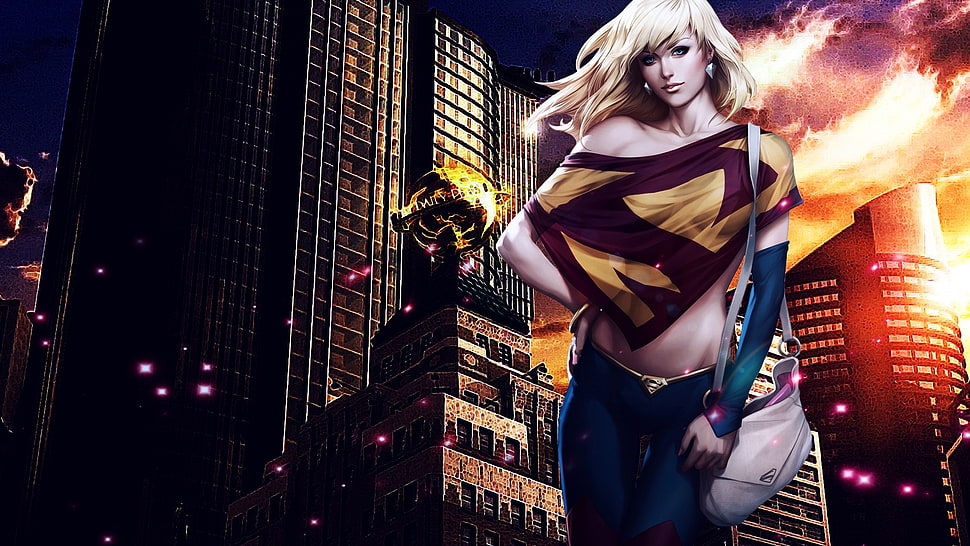 Artgerm, Supergirl, superhero, city HD wallpaper