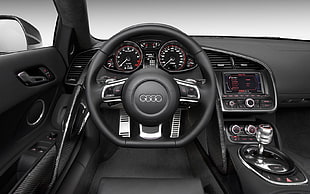 black Audi steering wheel, Audi HD wallpaper