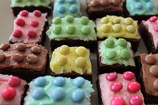 food photography brownies with candies