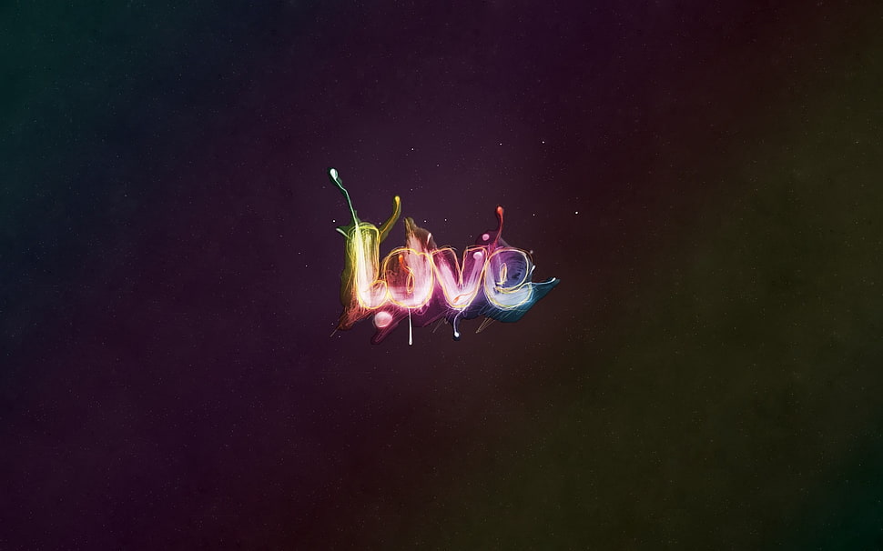 showing of multicolored Love text figure HD wallpaper