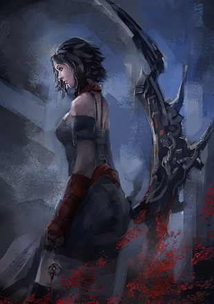 black haired female anime illustration, fantasy art HD wallpaper