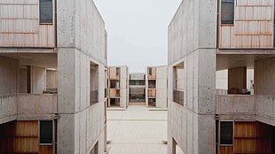 gray concrete building, building, wall, modern HD wallpaper