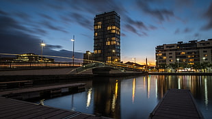 high rise building by the body of water, grand canal, dublin, ireland
