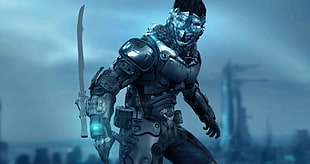 person in battle suit HD wallpaper