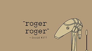 Roger Roger - Droid #377 digital wallpaper, Star Wars, robot, simple background, writing