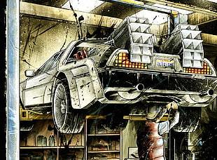 white vehicle illustration, animated movies, time, Back to the Future, time travel