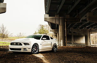 white Ford Mustang GT coupe, car