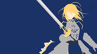 person holding sword illustration, Fate Series, Saber