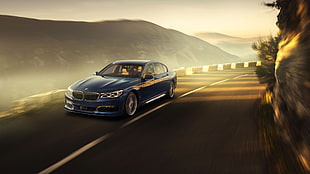 blue BMW sedan, BMW Alpina B7 Bi-Turbo Sedan, car, BMW