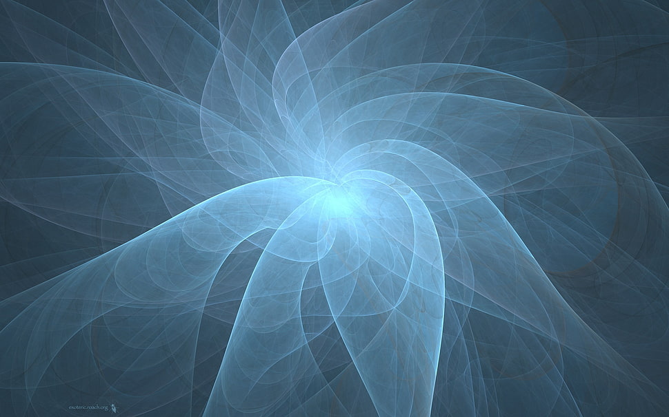 blue flower-shape light wave abstract illustration HD wallpaper