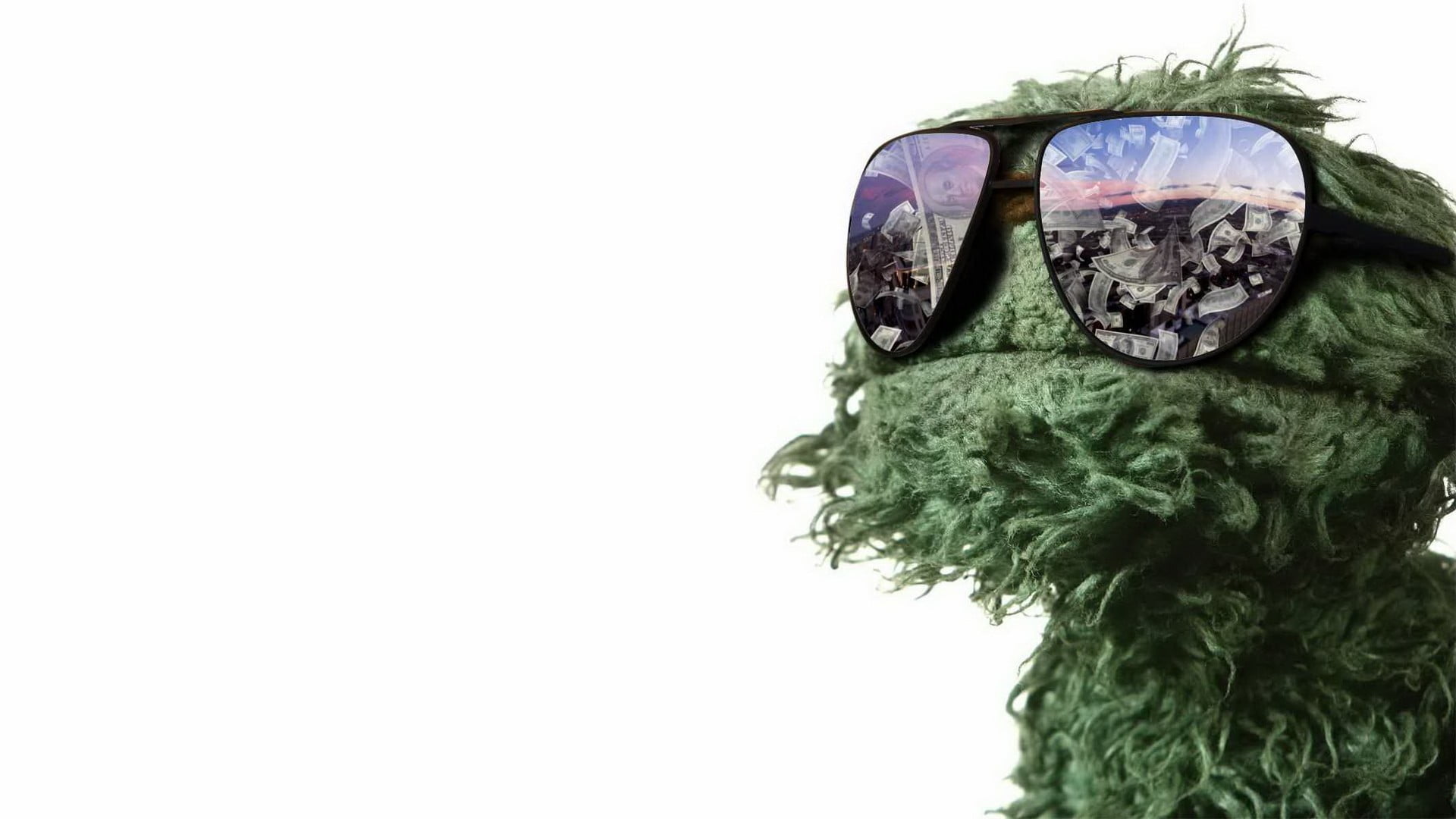 Sesame Street Trash digital wallpaper, glasses, Sesame Street, Oscar The Grouch, money