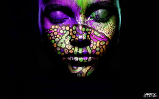 multicolored facial tattoo art, Liquicity, liquid drum and bass, drum and bass, colorful