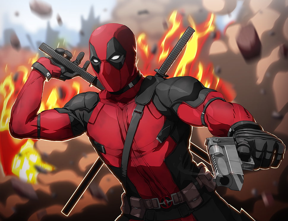 Deadpool illustration, Deadpool, Marvel Comics, Artwork HD wallpaper