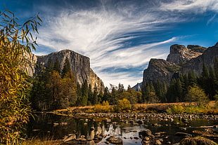 rivers surrounded by mountains during daytime photo, yosemite HD wallpaper