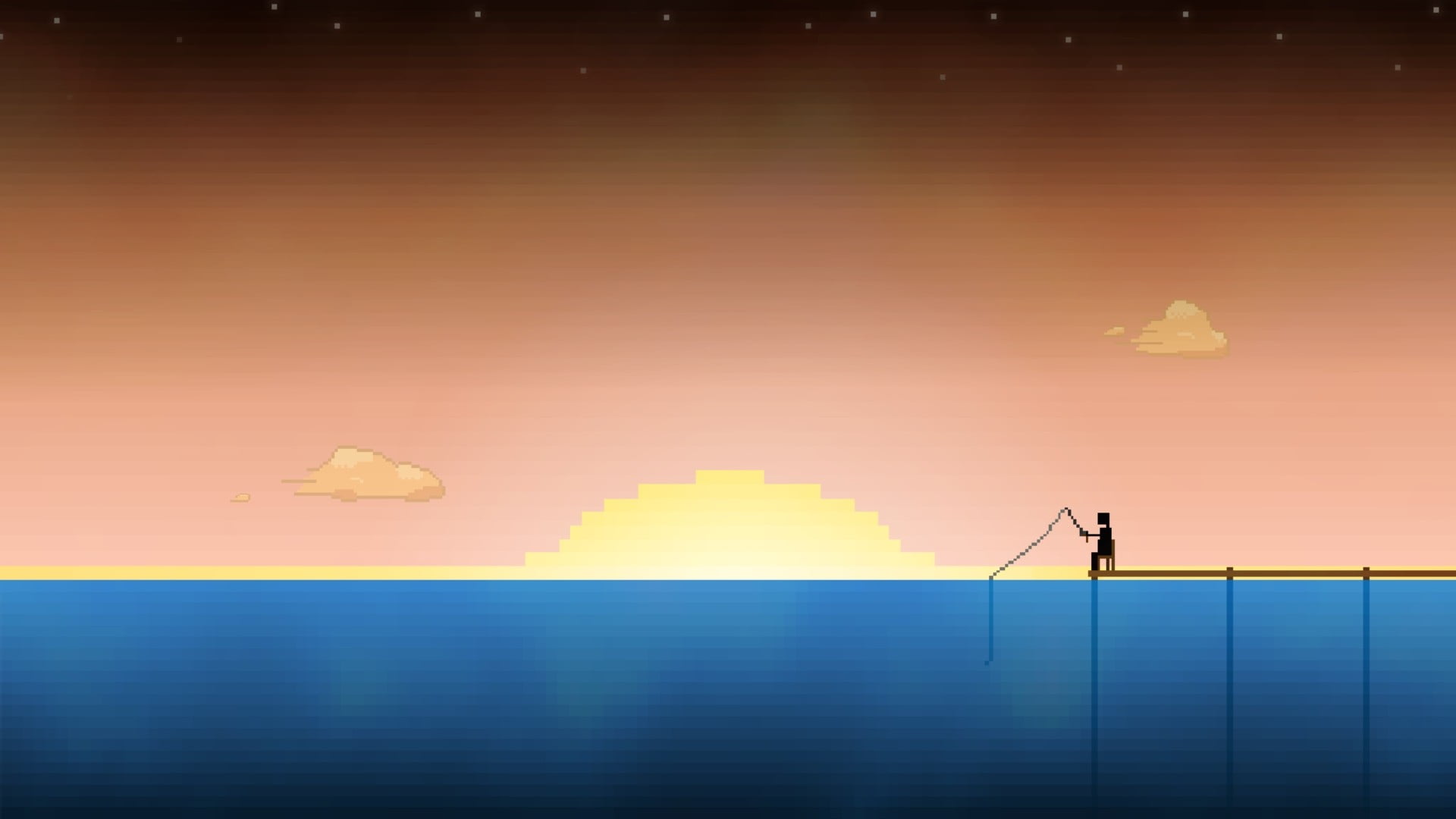 game application, minimalism, retro games, fishing rod