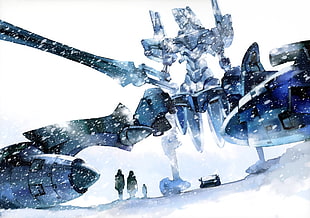 blue robot wallpaper, artwork, fantasy art, digital art, mech