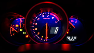 blue cluster gauge, Mazda RX-8, speedometer, tachometer