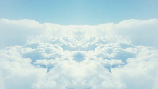 white clouds, clouds, symmetry HD wallpaper