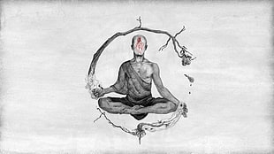 sketches, monks, meditation, spiritual HD wallpaper