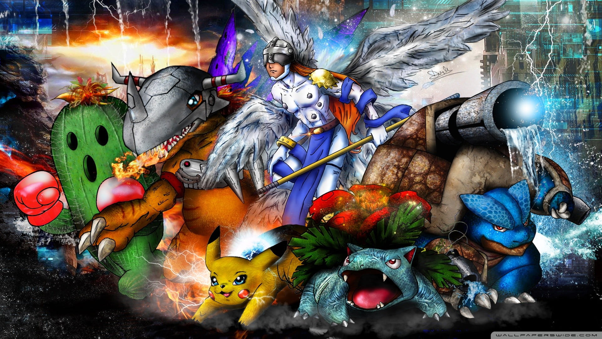 Digimon and Pokemon wallpaper, Pokémon, Digimon HD wallpaper.
