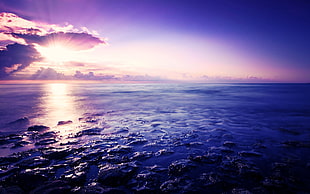 rippling body of sea during sunset digital wallpaper, sea