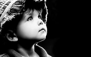 grayscale photograph of child, children, monochrome HD wallpaper