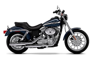 black and chrome cruiser motorcycle, Dyna super glide, Harley-Davidson