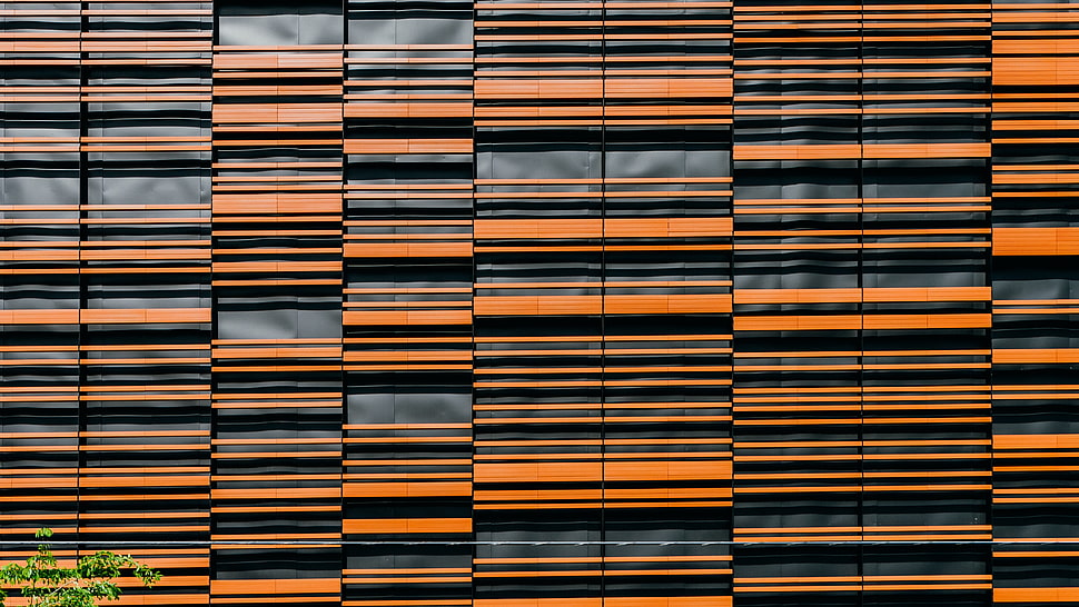 orange and black striped wall paint, pattern, architecture HD wallpaper