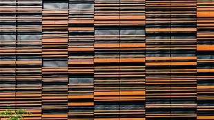 orange and black striped wall paint, pattern, architecture