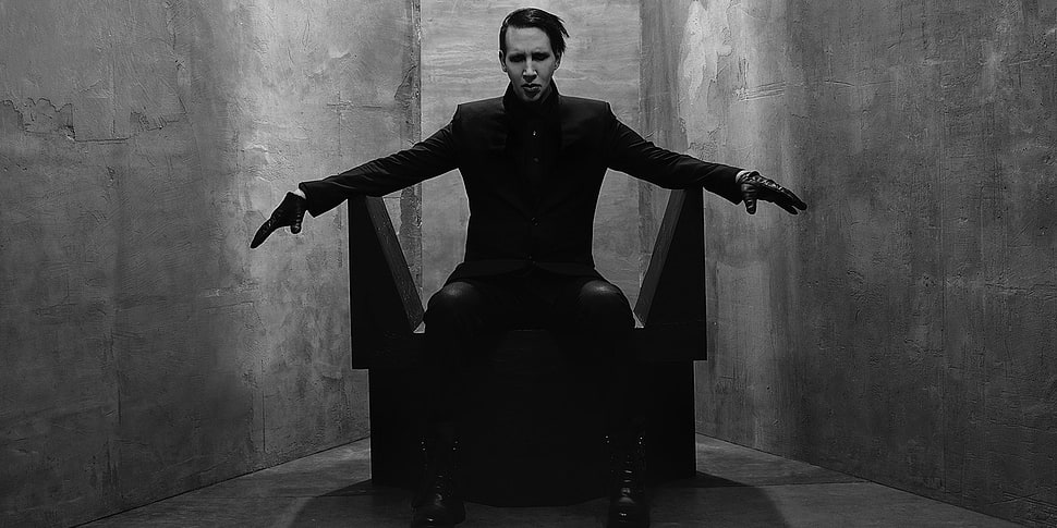 men's black dress shirt, Marilyn Manson, music HD wallpaper