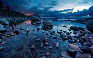 seashore, landscape, nature, stones, rock HD wallpaper