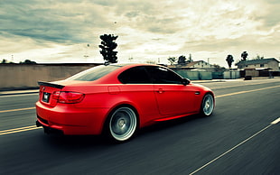 red BMW M3 Coupe, car, vehicle, BMW, red cars