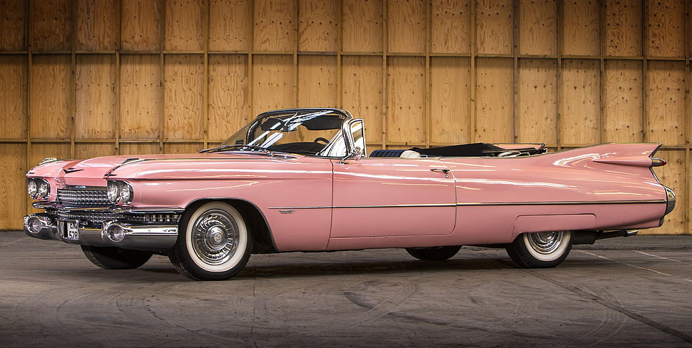 vintage pink coupe HD wallpaper