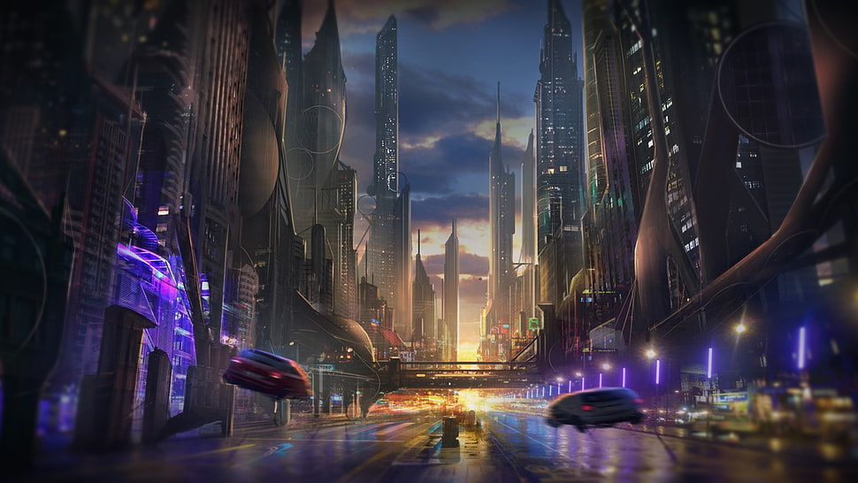 digital art, futuristic, cityscape, city HD wallpaper