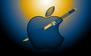 Apple Logo pierced with butterfly knife HD wallpaper